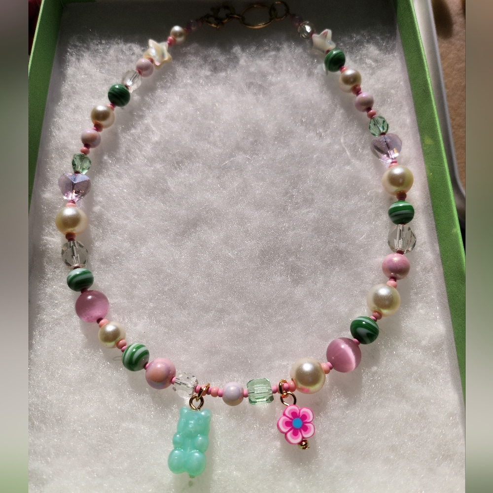 Colorful Beaded Necklace with Candy Like Charms